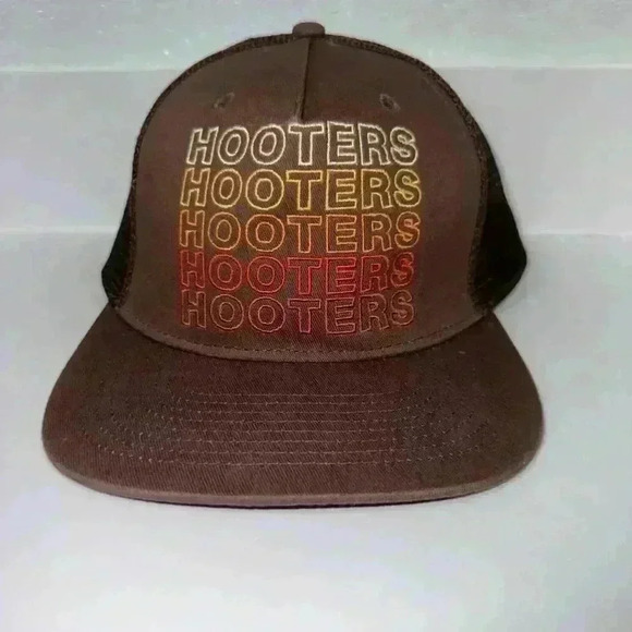 Hooters Brown & Orange Snapback Hat One Size & Adjustable - Picture 1 of 8